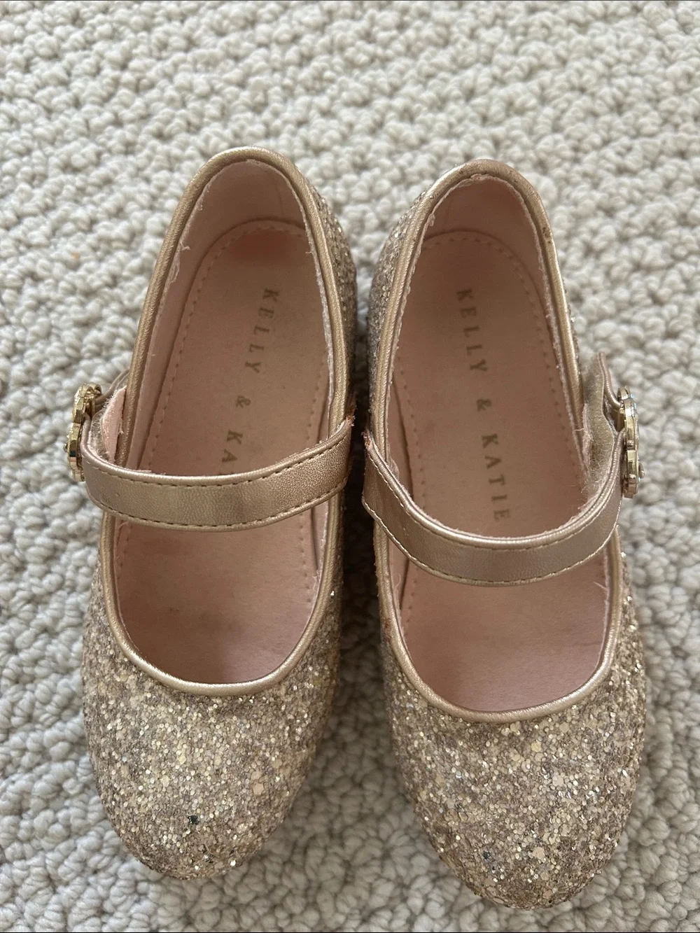 Kelly & Katie Gold Glitter Mary Jane Flats for Kids
